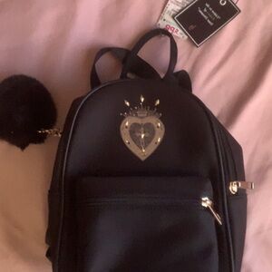 Black Backpack with Heart Design